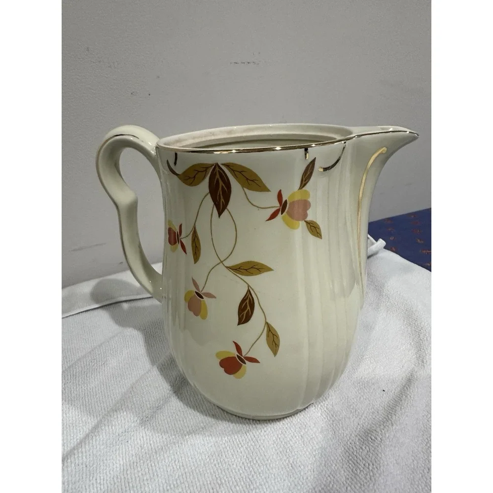 Hall's Coffee Tea Pot Base Pitcher Jewel Homemakers Floral Ribbed 7